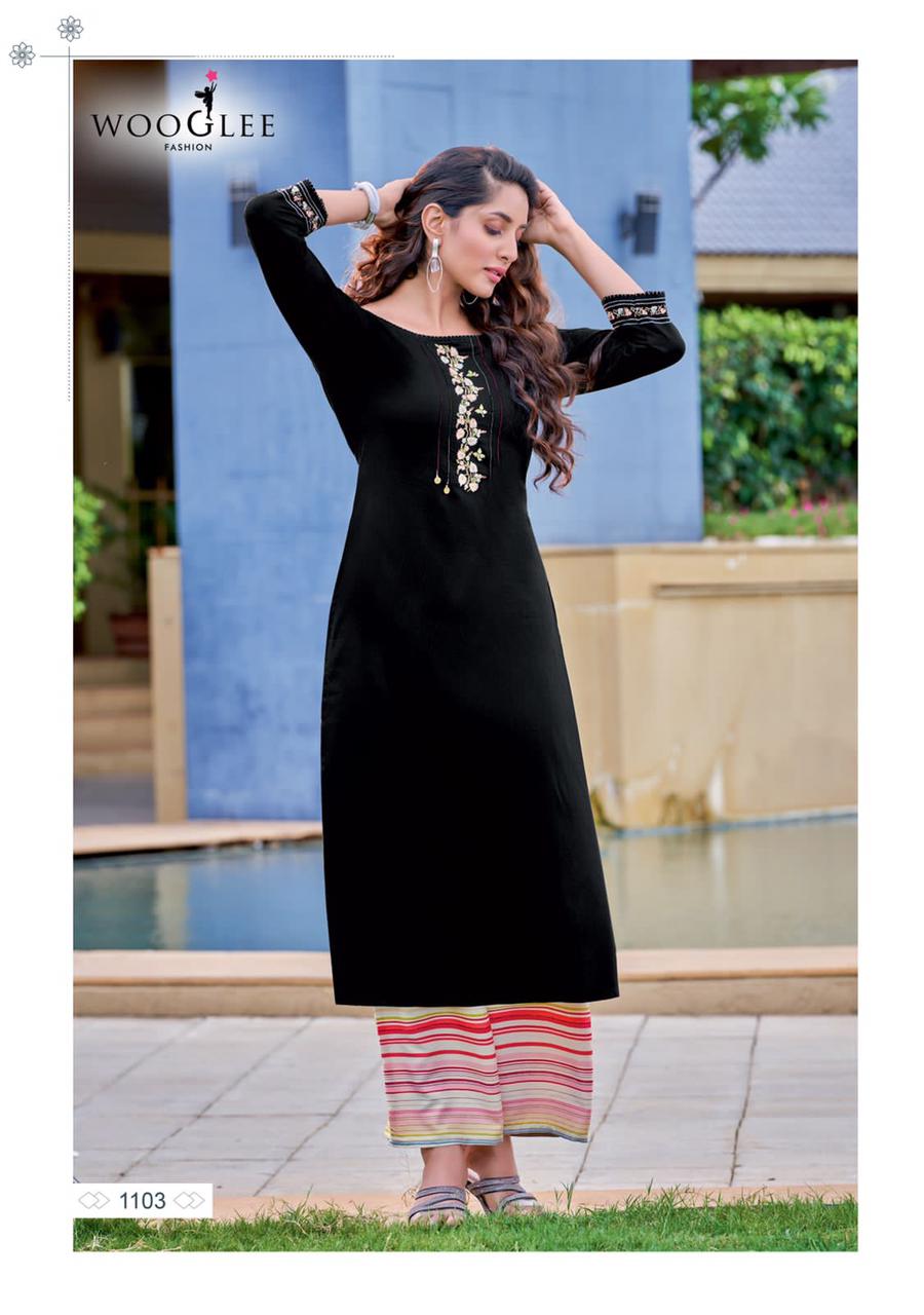 Wooglee Celebration 16 Regular Wear Wholesale Kurti With Bottom